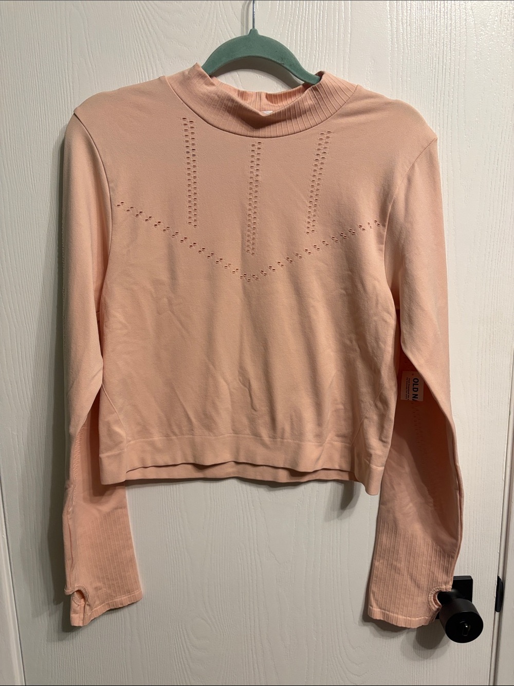 NWT Old Navy Women's Light Peach Mock Neck Long Sleeve Top